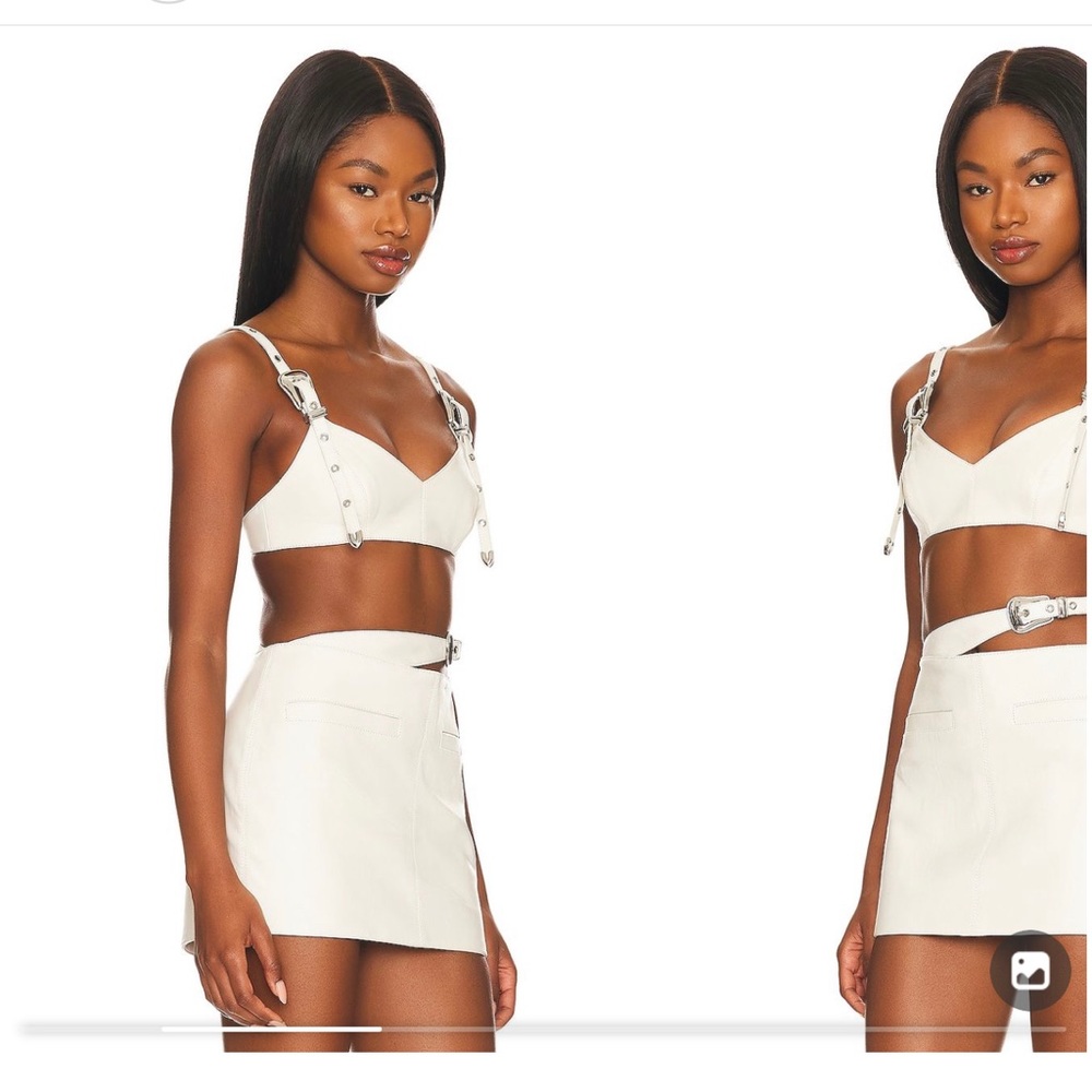 ISO CAMILA COELHO MELODY LEATHER TOP MYKA LEATHER SKIRT